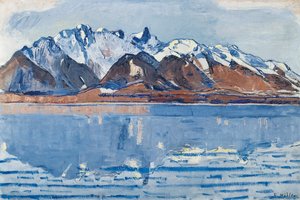 Lago Thun com a escala de Stockhorn, c. 1913 de Ferdinand Hodler