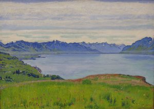 Paisagem no Lago de Genebra com vista para o Valais de Ferdinand Hodler
