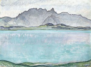 Thunersee com as montanhas Stockhorn, 1910 de Ferdinand Hodler