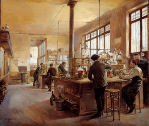 O laboratório municipal tem o boulevard du palace da prefeitura da polícia. Pintura de Ferdinand Joseph Gueldry (1858-1945)