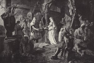 Frithjof bei Konig Ring (Frithjof no hall do King Ring) (gravura)