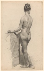 Estudo de um nu feminino em pé, visto de costas