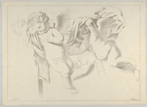 Estudo de três putti, ca. 1800-1844. de Ferdinand Piloty