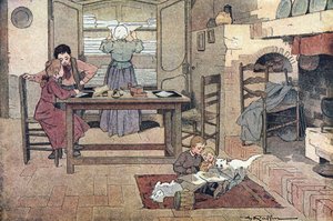 Trabalho em casa (trabalhos de casa, leitura e trabalho doméstico), em Imagier de l