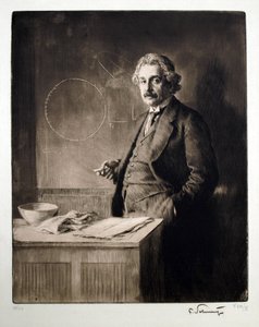 Retrato de Albert Einstein (1879-1955). Obra de Ferdinand Schmutzer (1870-1928), gravura