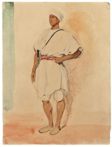 Um marroquino de pé (lápis e aguarela sobre papel) de Ferdinand Victor Eugene Delacroix