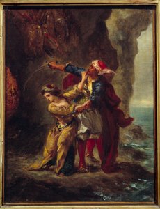 Noiva de Abydos. (A Noiva de Abydos) Ilustração do livro de George Gordon Byron conhecido como Lord Byron (1788-1824) "The Bride of Abydos", canção II Strophe XXIII. Pintura de Eugene Delacroix (1798-1863) de Ferdinand Victor Eugene Delacroix