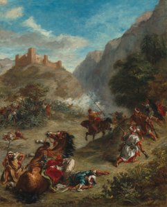 Árabes lutando nas montanhas de Ferdinand Victor Eugene Delacroix