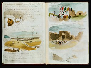 Carnets marocains - Chegada a Meknes ... de Ferdinand Victor Eugene Delacroix