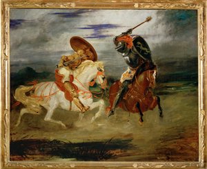 Combat de chevaliers dans la campagne - Um combate entre cavaleiros ... de Ferdinand Victor Eugene Delacroix
