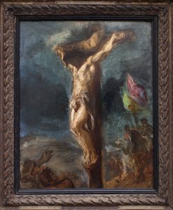 Crucificação. Pintura de Eugene Delacroix (1798-1863), óleo sobre madeira de Ferdinand Victor Eugene Delacroix