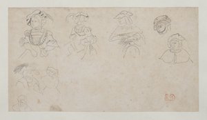 Estudos de figuras, c.1800-1899 (grafite sobre papel de cera) de Ferdinand Victor Eugene Delacroix