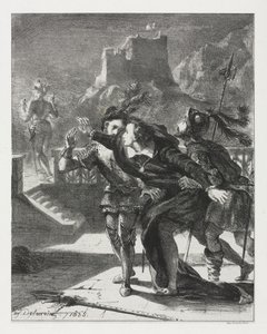 Hamlet: Hamlet corre para seguir o fantasma de seu pai, 1835. de Ferdinand Victor Eugene Delacroix