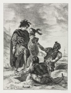 Hamlet: Hamlet e Horatio com os Coveiros, 1843. de Ferdinand Victor Eugene Delacroix