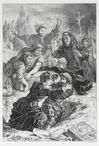 Hamlet: Hamlet e Laertes no Túmulo de Ofélia, 1843. de Ferdinand Victor Eugene Delacroix