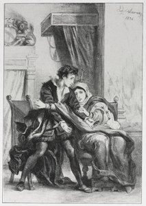 Hamlet: Hamlet e a rainha, 1834. de Ferdinand Victor Eugene Delacroix