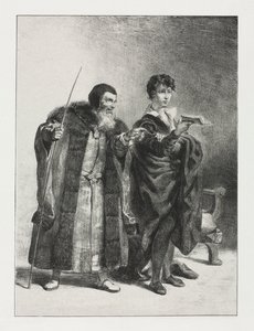 Hamlet: Polônio e Hamlet, 1834. de Ferdinand Victor Eugene Delacroix