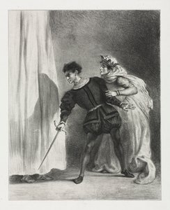 Hamlet: O assassinato de Polônio, 1834. de Ferdinand Victor Eugene Delacroix