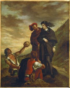Hamlet e Horácio no adro da igreja ... de Ferdinand Victor Eugene Delacroix