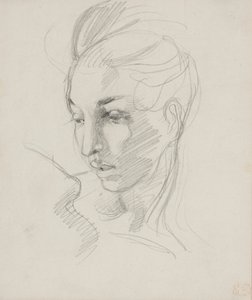 Cabeça da Liberdade (lápis de grafite sobre papel) de Ferdinand Victor Eugene Delacroix