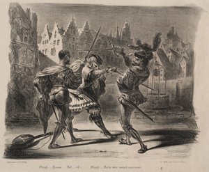 Ilustrações para Fausto: Duelo de Fausto e Valentin, 1828. de Ferdinand Victor Eugene Delacroix