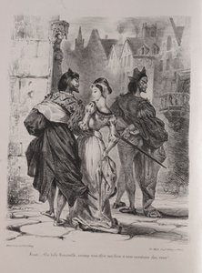 Ilustrações para Faust: Faust procura seduzir Marguerite, 1828. de Ferdinand Victor Eugene Delacroix