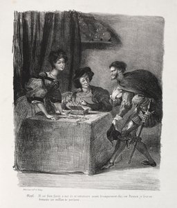 Ilustrações para Faust: Méphistophelés está em Marthe, 1828. de Ferdinand Victor Eugene Delacroix
