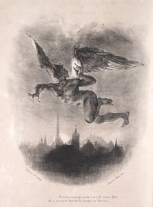 Ilustrações para Faust: Méphistophélés no ar, 1828. de Ferdinand Victor Eugene Delacroix