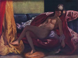 A mulher com o papagaio, 1827, 1937 de Ferdinand Victor Eugene Delacroix