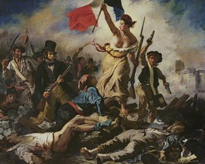 Liberty Leading the People, 28 de Julho de 1830, c.1830-31 (óleo sobre tela) (para mais detalhes ver 95120) de Ferdinand Victor Eugene Delacroix