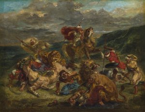 Caça ao Leão, 1860-61 de Ferdinand Victor Eugene Delacroix