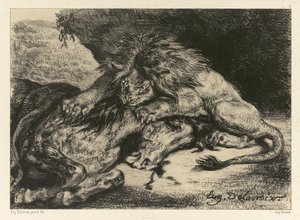 Leão devorando um cavalo, 1844 de Ferdinand Victor Eugene Delacroix