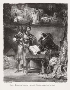 Méphistophélès apparaîssant à Faust (Mephisto aparece Faust). 1828 de Ferdinand Victor Eugene Delacroix