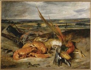 Nature morte au homard - Natureza-morta com lagosta ... de Ferdinand Victor Eugene Delacroix