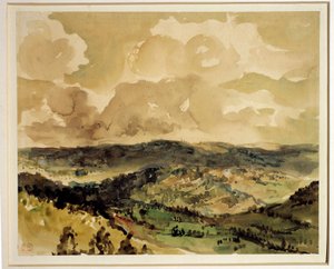 Vista panorâmica das colinas arborizadas ao redor de Croze Watercolour por Eugene Delacroix (1798-1863) Por volta de 1855 Sol. 0,21 x 0,26 m Paris. Museu do Louvre de Ferdinand Victor Eugene Delacroix