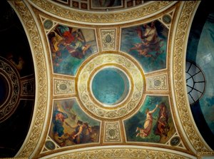 Poesia: Ovídio entre os bárbaros, Alexandre e os poemas de Homero, educação de Aquiles, o poeta grego Hesíodo e a musa" Pintura de Eugene Delacroix (1798-1863) decorando a quinta cúpula da biblioteca da Assembleia Nacional, por volta de 1846. Palais de Ferdinand Victor Eugene Delacroix