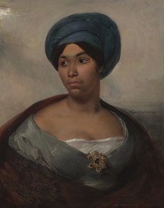 Retrato de uma mulher em um turbante azul, c.1827 (óleo sobre tela) de Ferdinand Victor Eugene Delacroix