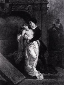Romeu e Julieta - gravura de Eugene Delacroix de Ferdinand Victor Eugene Delacroix