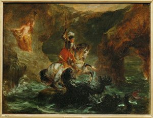 Saint Georges combattant le dragon, dit aussi Persee delivrant Andromede - São Jorge combatendo o dragão ... de Ferdinand Victor Eugene Delacroix
