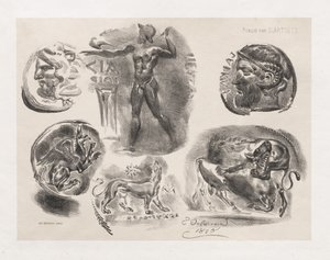 Folha de Seis Moedas Antigas, 1825. de Ferdinand Victor Eugene Delacroix