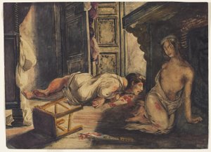 A Noiva de Lammermoor, c.1826 (aguarela e guache sobre grafite em papel de cera) de Ferdinand Victor Eugene Delacroix
