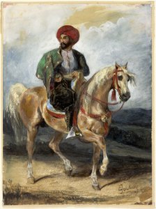 O cavaleiro turco, c.1834 (guache e aguarela sobre papel) de Ferdinand Victor Eugene Delacroix