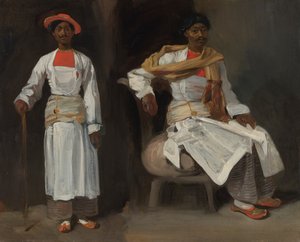 Dois estudos de um indiano de Calcutá, sentado e de pé, c.1823-1824 (óleo sobre tela) de Ferdinand Victor Eugene Delacroix