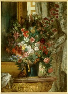 Vaso de flores em um console Pintura por Eugene Delacroix (1798-1863) 1850 Dim.1,35 x 1,02 m Montauban, Musee Ingres de Ferdinand Victor Eugene Delacroix
