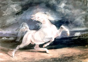 Cavalo branco, século XIX de Ferdinand Victor Eugene Delacroix
