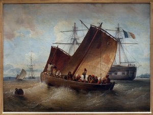 O barco de Plougastel. Pintura por Ferdinand Perrot (1808-1841). Óleo sobre tela.
