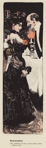 Homem a conversar com uma jovem mulher (cor litho) de Ferdinand von Reznicek