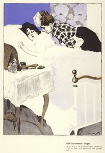 O Anjo Adormecido (lito colorido) de Ferdinand von Reznicek