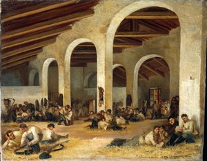 Quartel em Modena, de Ferdinando Buonamici, óleo sobre tela de Ferdinando Buonamici