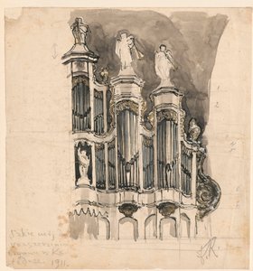 Órgão da catedral de Vilnius, detalhe de Ferdynand Ruszczyc
